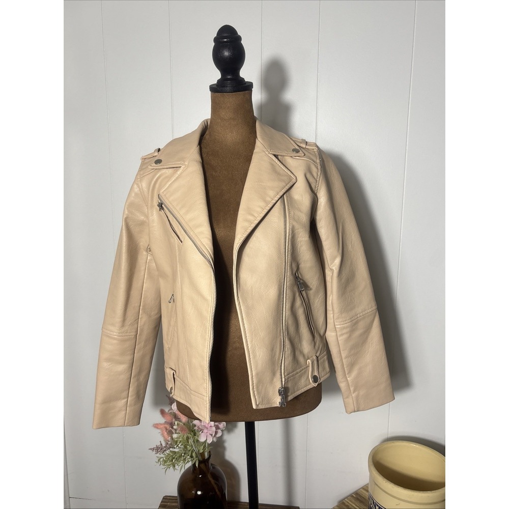 Zara Girls Size 13/14 Baby Pink Faux Leather Biker Motorcycle Jacket Stylish - Picture 13 of 14